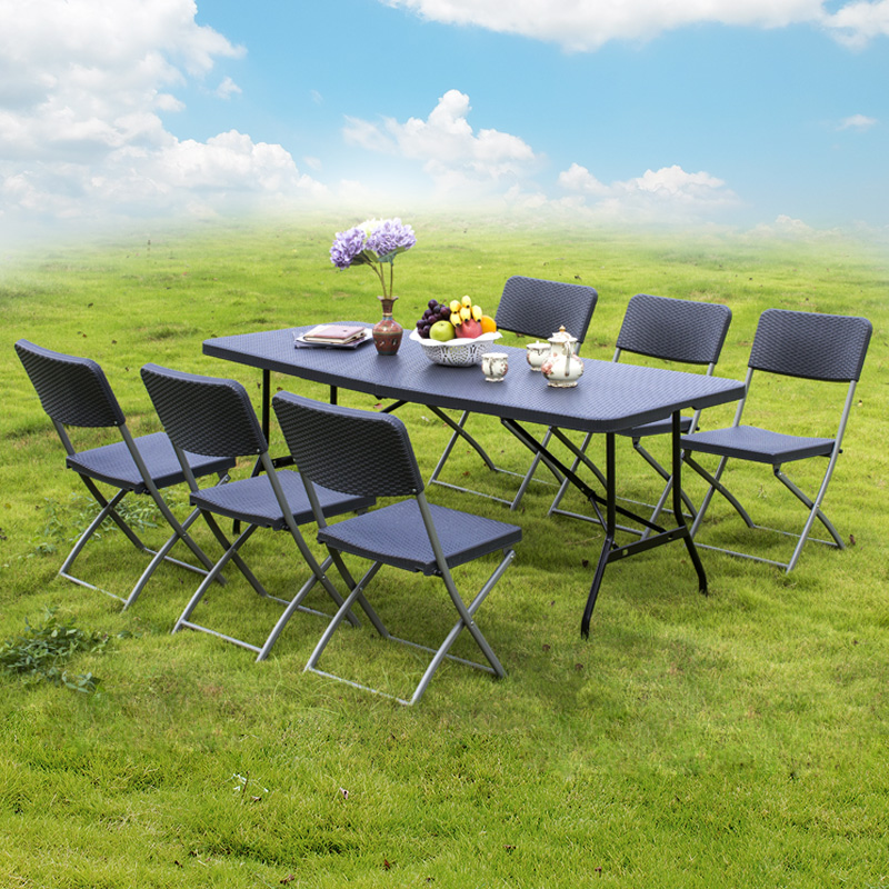 户外餐桌椅庭院桌子防水塑料花园长方形桌简易摆摊折叠桌