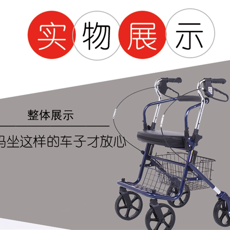 埃立娇老人手推车老年购物车助行车休闲买菜车步车四轮座