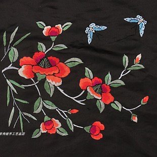 花鸟手绣布民族风手工绣品老绣片京绣手工刺绣中国风绣花补花