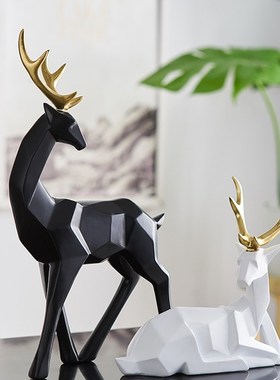 轻奢几何鹿摆件客厅电视柜家居玄关现创意简约装饰品