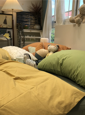 水洗棉纯色混搭ns简约学生宿舍.5.米床单黄色