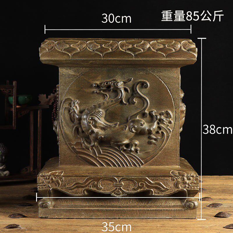 中式复古做兽青石青龙白虎朱雀玄武四底神旧战兽方石墩大座门墩