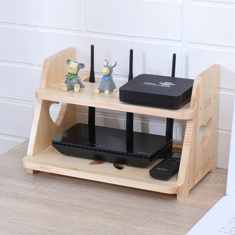 客厅顶盒无线路由器收纳盒实木壁挂wf收纳架