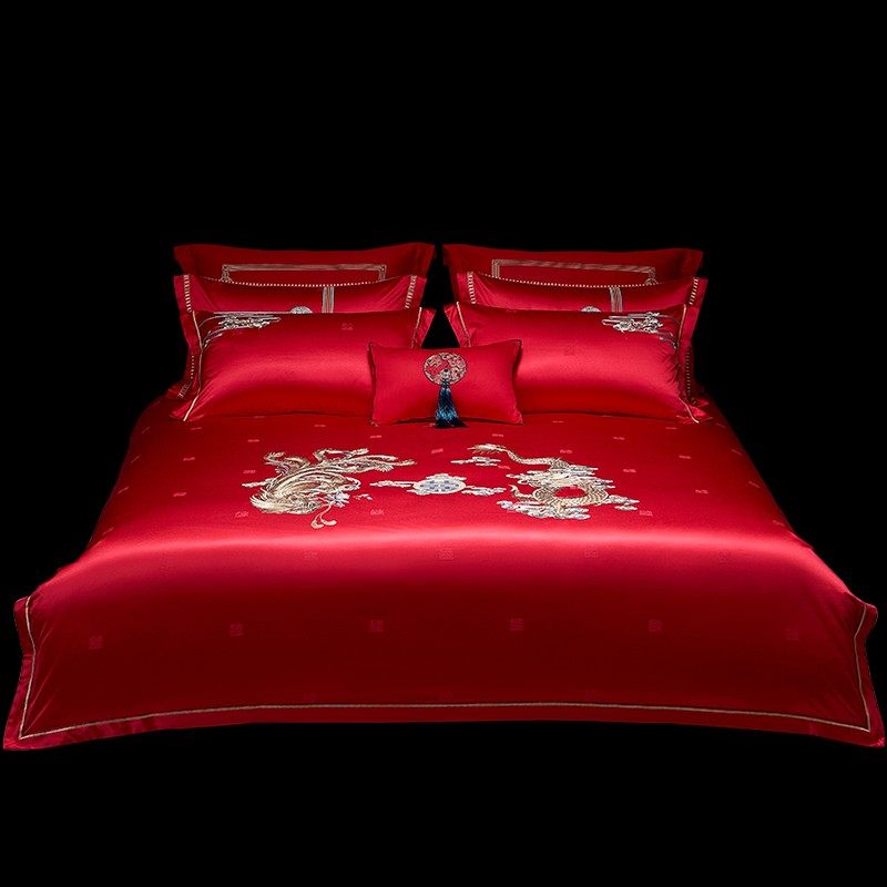 家纺床上用品提花婚庆床单双人.米床大红色结婚八件套,床上用品,婚庆床品套件,淘宝优惠券,粉丝福利购,淘宝优惠卷