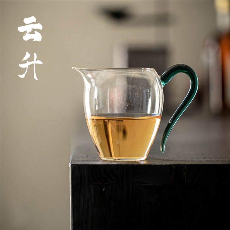 云升 玻璃把手公杯 茶道分茶器文人空间茶海高硼硅公道杯禾器