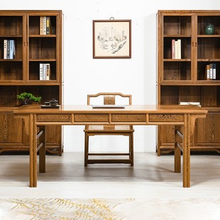 鸡翅木画案书法桌中式书画桌全实木仿古书桌办公桌红木简约写字台