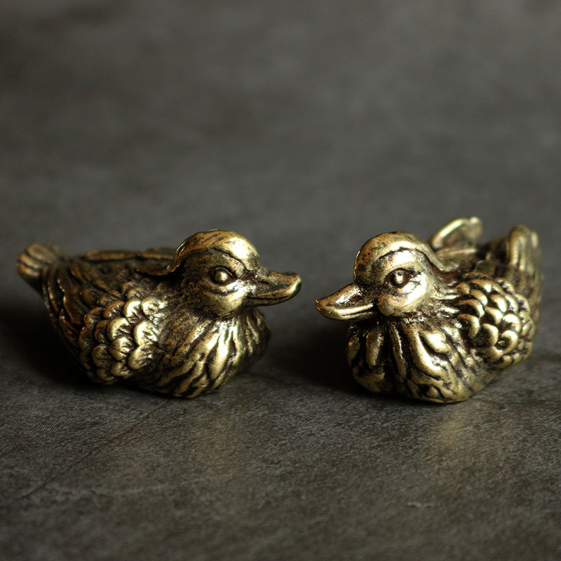 实心纯黄铜办公桌面鸳鸯小摆件古铜茶宠饰品礼品手把玩件,家居饰品,装饰摆件,淘宝优惠券,粉丝福利购,淘宝优惠卷