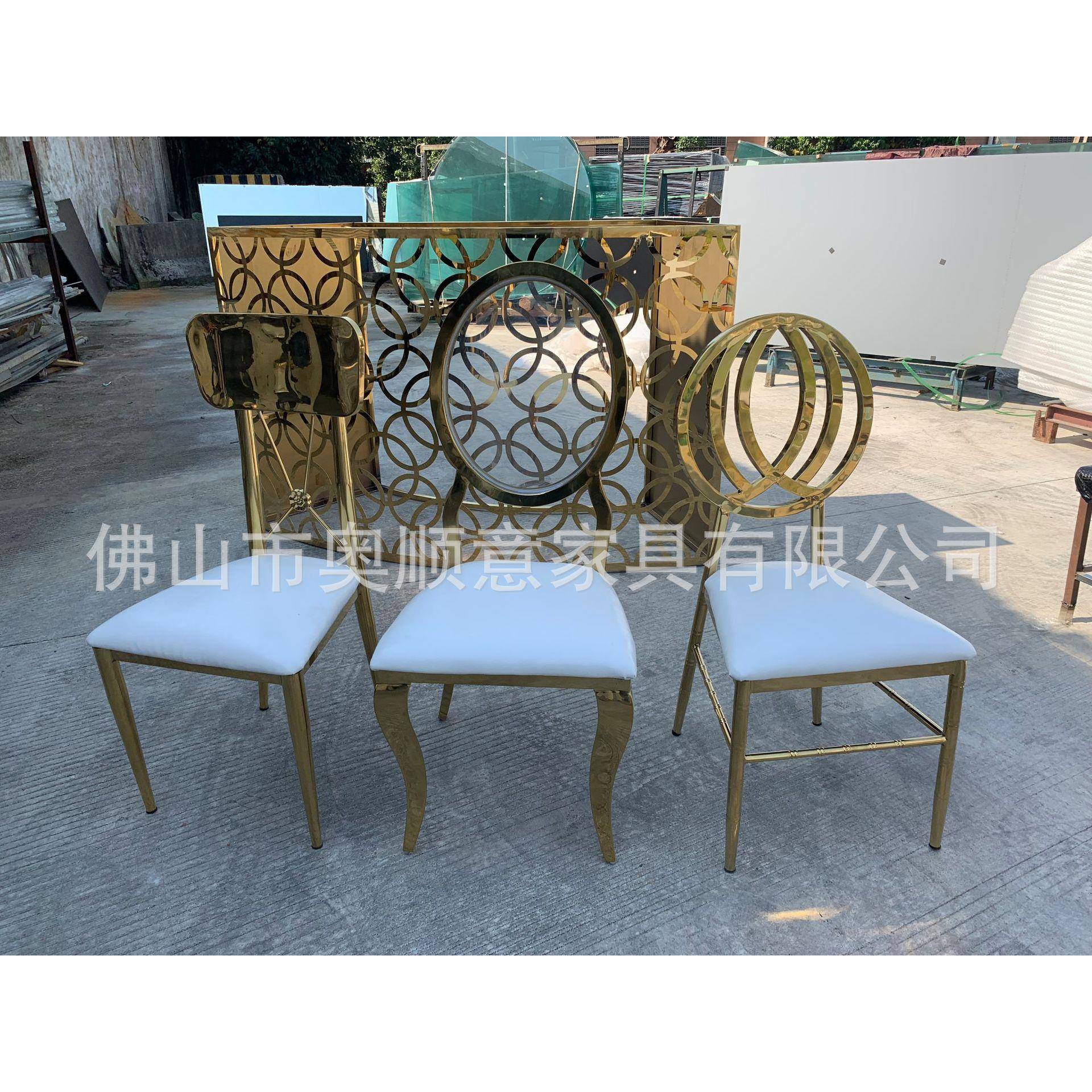 新款后背克力金色不osy-12锈婚宴会亚椅子户外婚庆用we庆dding ch