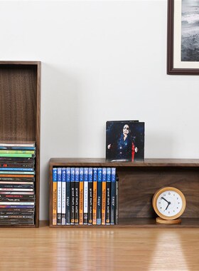 黑胡桃木桌面C唱片收纳架任Swch收藏架P碟片架