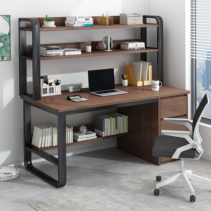 书桌学生家用电脑桌简约现代一体书架写字桌简易办公桌工作台桌子
