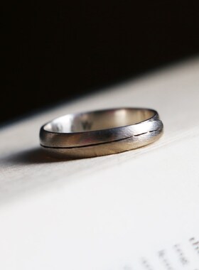 999纯银手工复古情侣直线开口戒指 送女友男友闺蜜礼物