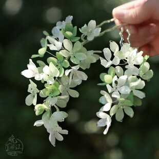 翠响 热缩花簪团花发簪古风新中式发钗步摇古风汉服U型簪绿头饰女