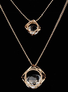 日韩时尚百搭简约双层吊坠饰品项链衣服配饰女毛衣链长款挂饰装饰