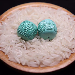 绿松石散珠回纹老型桶珠原石配饰配珠单颗隔珠子顶珠腰珠天然原矿