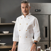 厨师工作服长袖 秋冬总厨厨师长西餐烘焙后厨比赛服高档酒店厨师服