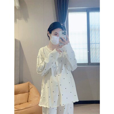 夏季薄款月子服孕妇睡衣产妇产后喂奶哺乳纯棉大码待产服家居服6