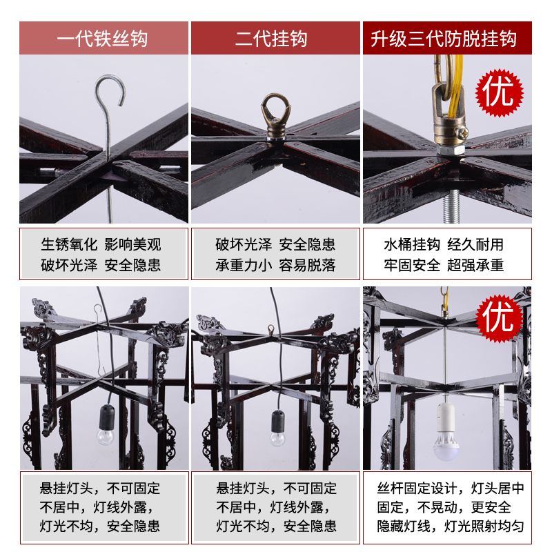 木制旋转走马宫灯中式仿古木雕大红灯笼装饰实木宫廷灯笼新年吊灯