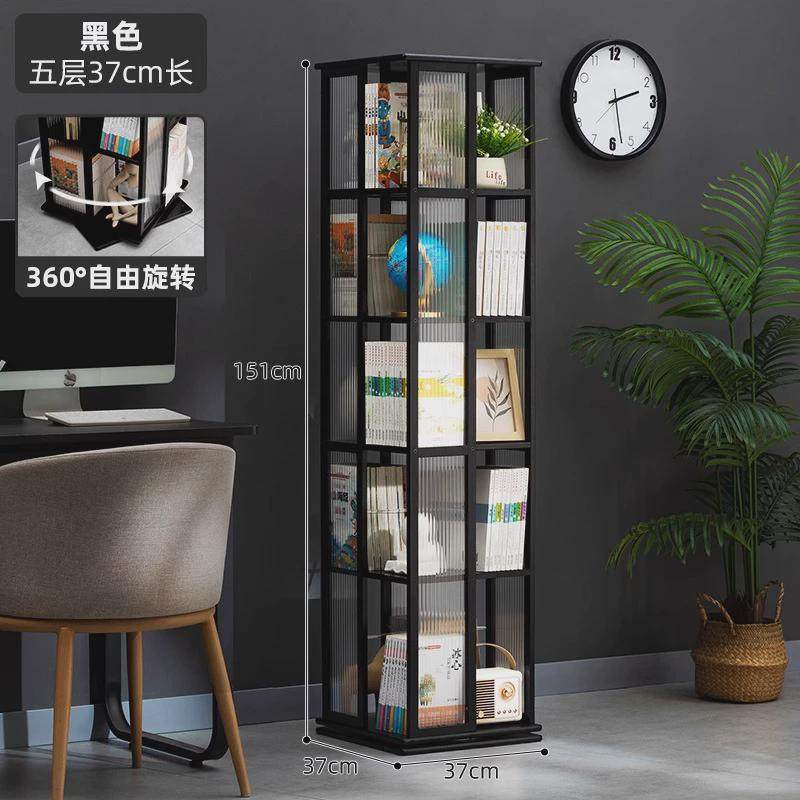 旋转书架储物柜书柜子家用落地置物架儿童客厅简易实木展示架新款