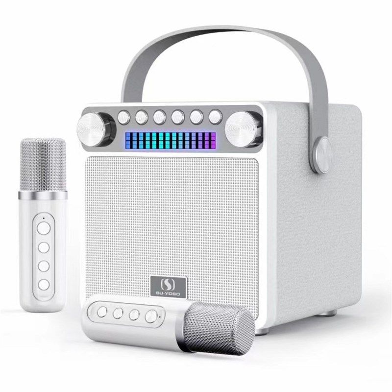新款手提蓝牙音箱YS601双无线麦克风户外便携RGB插卡音响手机K歌
