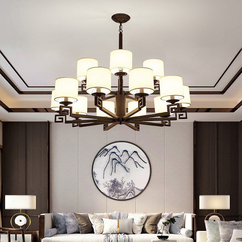 客厅吊灯新中式 灯具简约铁艺仿古餐厅餐饮连锁店灯具中国风