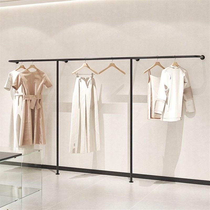 服装店衣服展示架铁艺黑色上墙挂衣架童装陈列架女装店货架定制