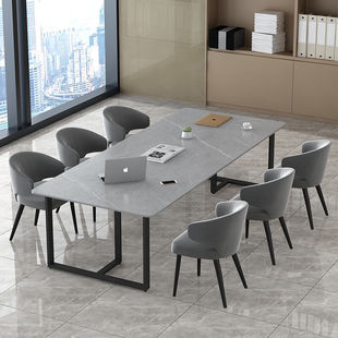 阿比盖尔岩板会议桌简约长桌2m办公桌椅组合大小型商务洽