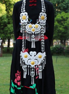 妈汝新款大凉山彝族胸牌项链银饰复古民族挂饰长款胸饰民族风配饰