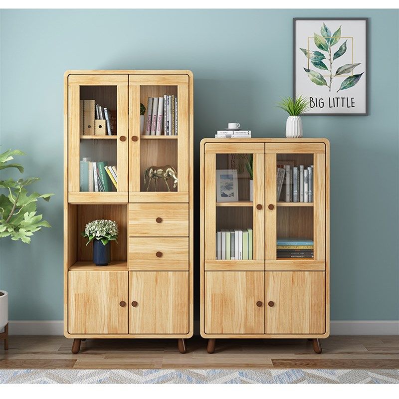 实木防尘玻璃门书柜简约组合落地书架展示柜书橱儿童储物柜,住宅家具,组合书柜,淘宝优惠券,粉丝福利购,淘宝优惠卷