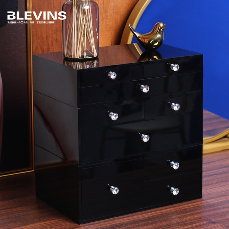品收纳盒抽屉式多层组合首饰梳妆台盒子收纳盒收纳柜欧式