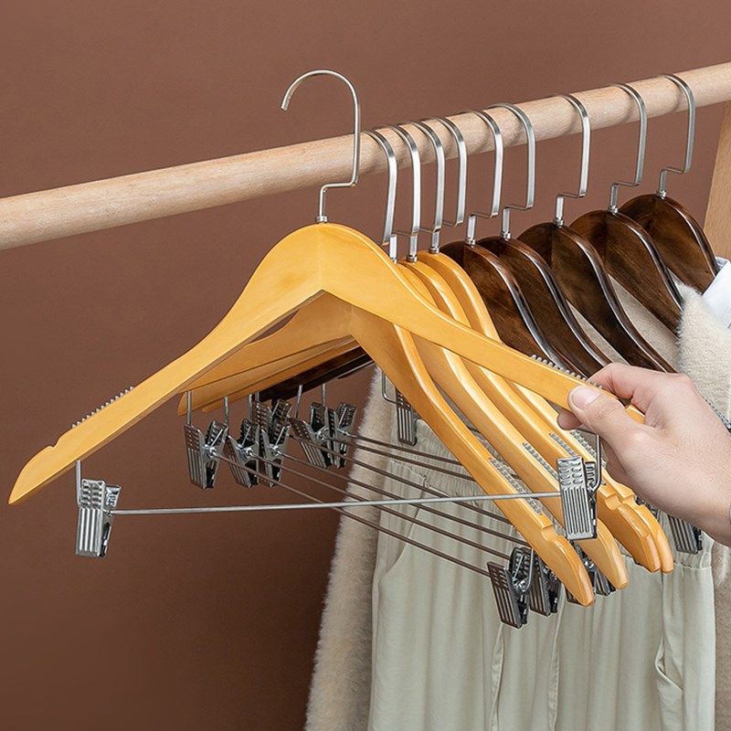 多功能实木衣架无痕夹子衣挂高档宾馆酒店衣架子店套装木衣架