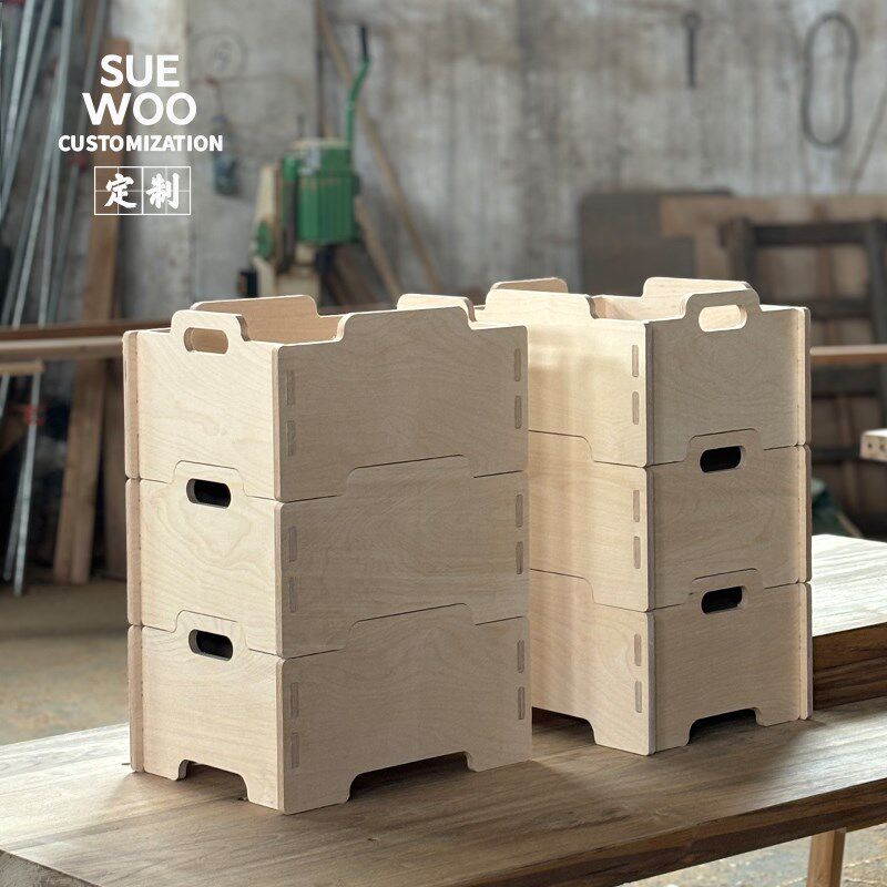 素物手造实木收纳柜子储物箱儿童整理盒家用客厅组合置物柜子