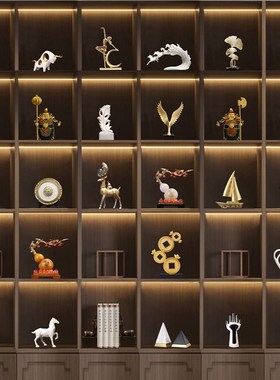 新中式办公室招财摆件家居客厅酒柜装饰品新房玄关家庭电视柜摆设