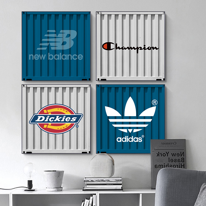 现代简约工业风品logo集装箱免打孔装饰画酒吧餐厅壁画挂画图片