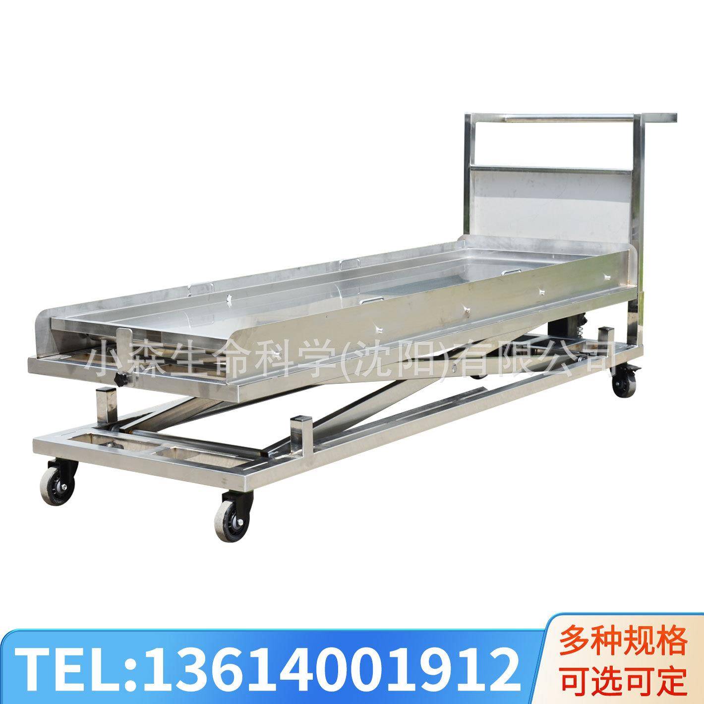 不锈钢单叉液压遗体运输推车殡仪馆尸体液压升降车尸体升降台
