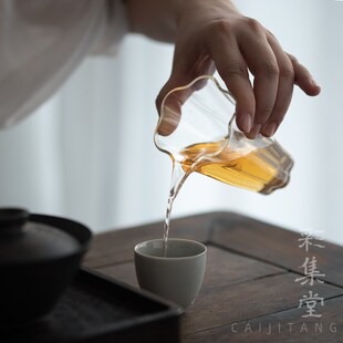 彩集茶小号玻高公道杯耐热透明分茶器璃档倒茶杯堂海茶具个人匀杯
