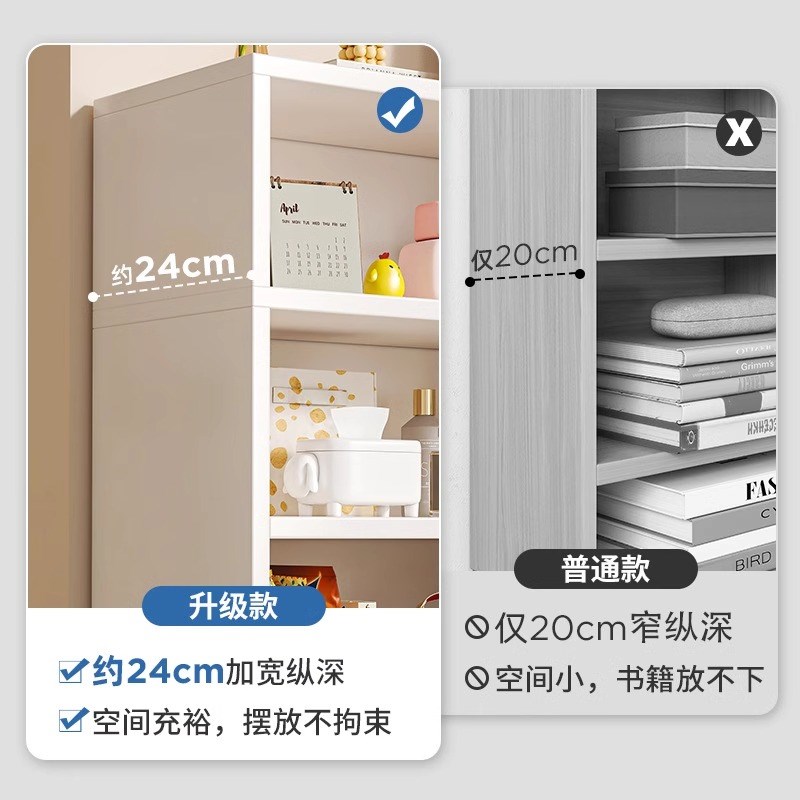 实木书架落地书柜窗台儿童书架卧室白色学生飘窗柜阳台收纳置物架