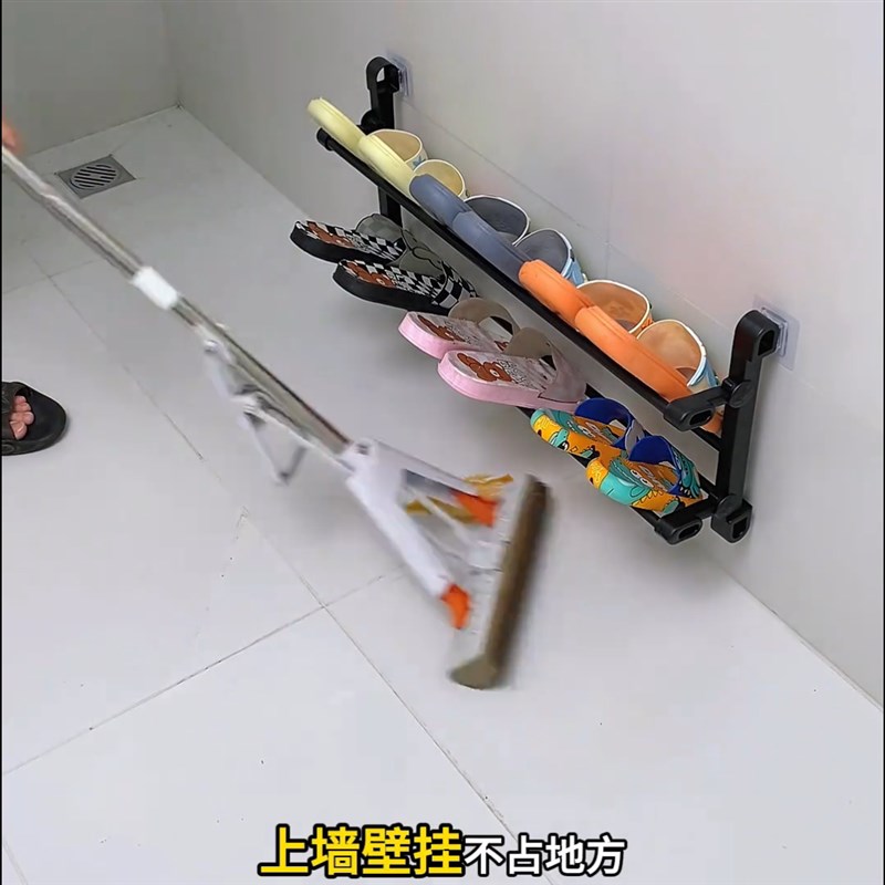 可折叠简易鞋架壁挂式免打孔门后鞋架卫生间多功能置物架收纳神器