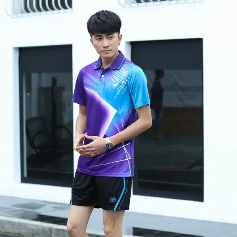 2019夏季短袖羽毛球服套装男款速干T恤女款修身运动跑步训练队服