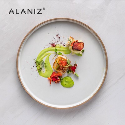 anz南兹景三上西餐盘欧式轻奢牛排盘意面盘平盘家用陶瓷浅盘