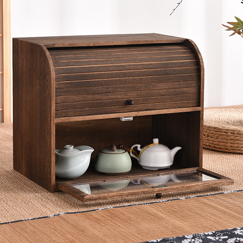实木防尘双层茶壶桌面收纳盒箱茶具茶杯置物茶柜茶叶咖啡杯零食柜,收纳整理,桌面收纳盒,淘宝优惠券,粉丝福利购,淘宝优惠卷