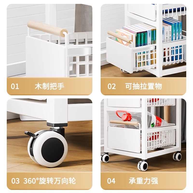 书包置物架带轮可移动书桌下落地小推车书本放置架神器书架收纳柜