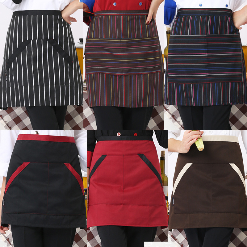 半身围裙定制O印字酒店餐厅服务员半截女时尚短款工作服订做男