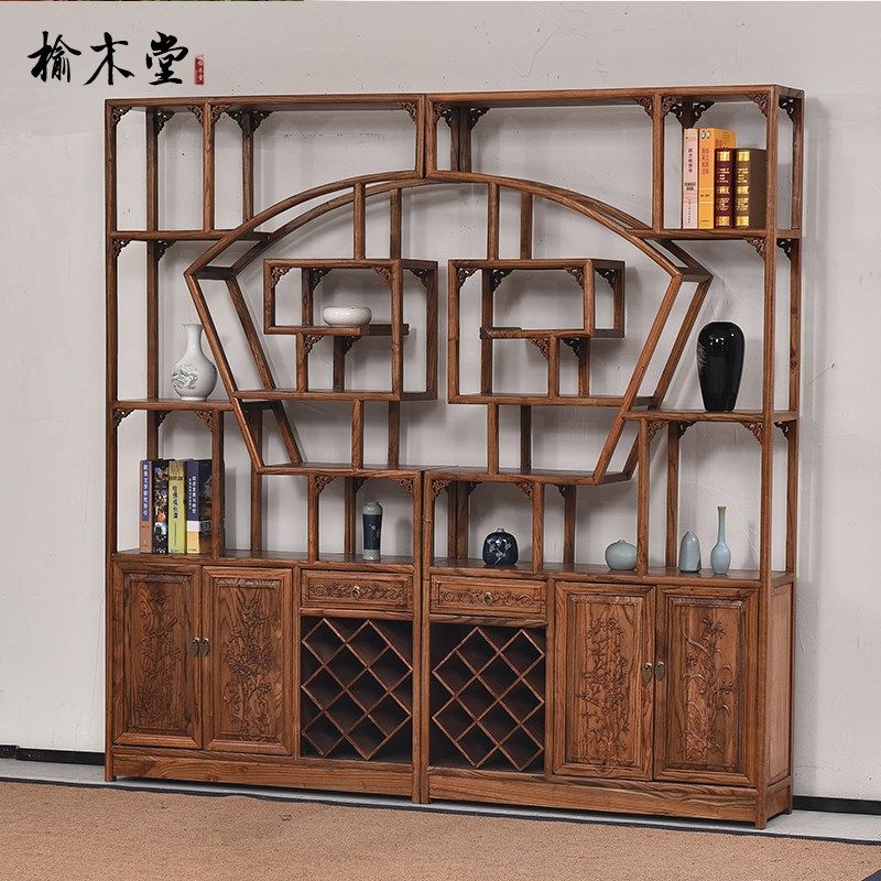 博古架实木中式摆件榆木多宝阁茶具架古董架茶叶展示柜隔断客厅,住宅家具,多宝格/博古架,淘宝优惠券,粉丝福利购,淘宝优惠卷