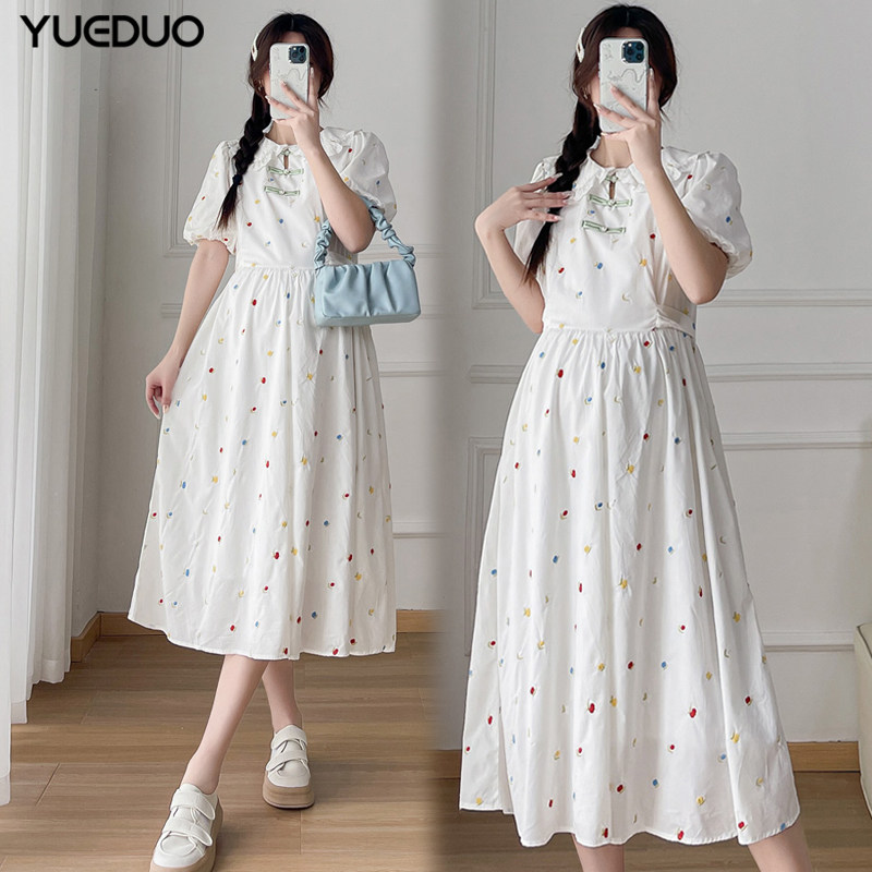 孕妇夏季连衣裙新款国风孕妇装刺绣显瘦可爱旗袍裙中长款修身裙子,孕妇装/孕产妇用品/营养,连衣裙,淘宝优惠券,粉丝福利购,淘宝优惠卷