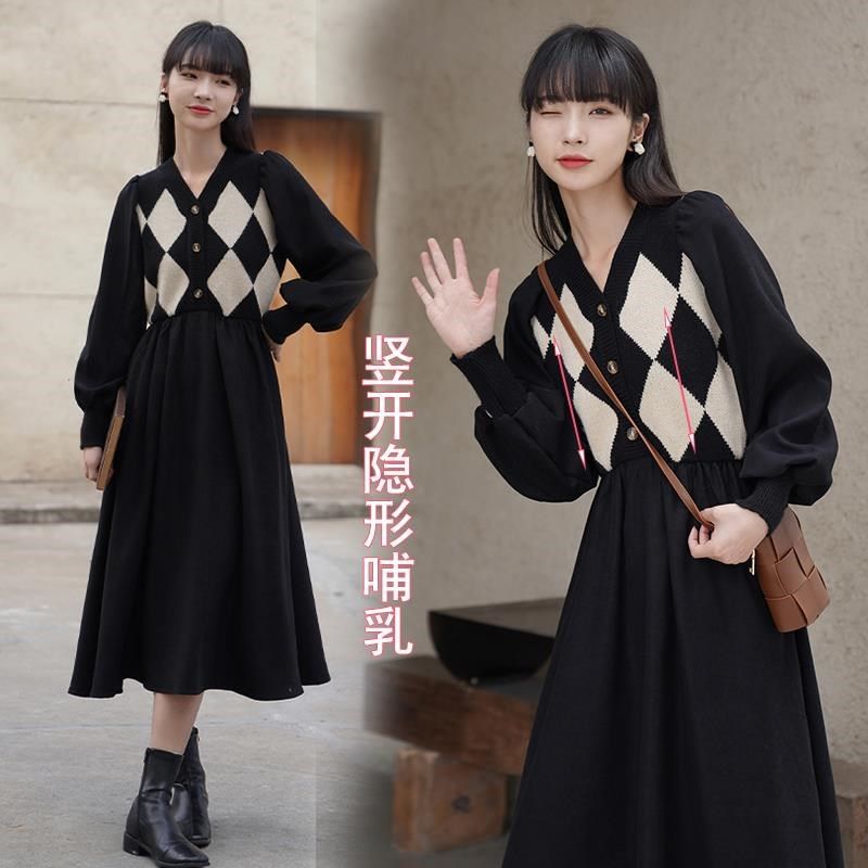 哺乳期连衣裙秋冬季女装外出时尚辣妈中长款毛衣打底衫喂奶衣服潮,孕妇装/孕产妇用品/营养,哺乳衣/月子服,淘宝优惠券,粉丝福利购,淘宝优惠卷