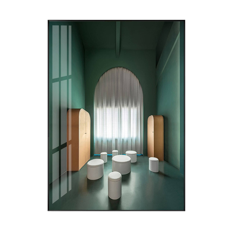 北欧粉色卧室装饰画客厅玄关过道壁画样板房餐厅绿色空间建筑挂画图片