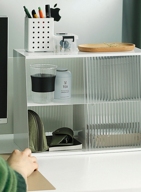 简约白色铁艺收纳架 带推门杂物架 香薰置物架 办公室桌面收纳盒