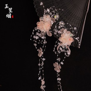 汉服发饰古装夹子女款步摇串珠绢纱顶夹流苏对夹夏季古风头饰发夹