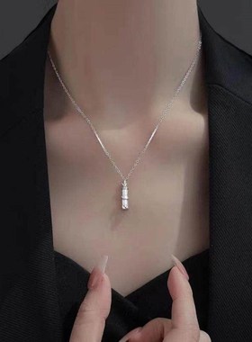 999纯银项炼女2025新款爆款竹节吊坠颈炼锁骨炼不掉色七夕送女友