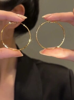 简约小众设计金属大耳圈女2023年新款潮简约气质网红耳环个性耳饰
